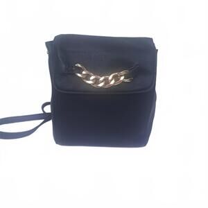 Forever 21 Black Mini Backpack/Purse Gold Chain on the Front Adjustable‎ Straps